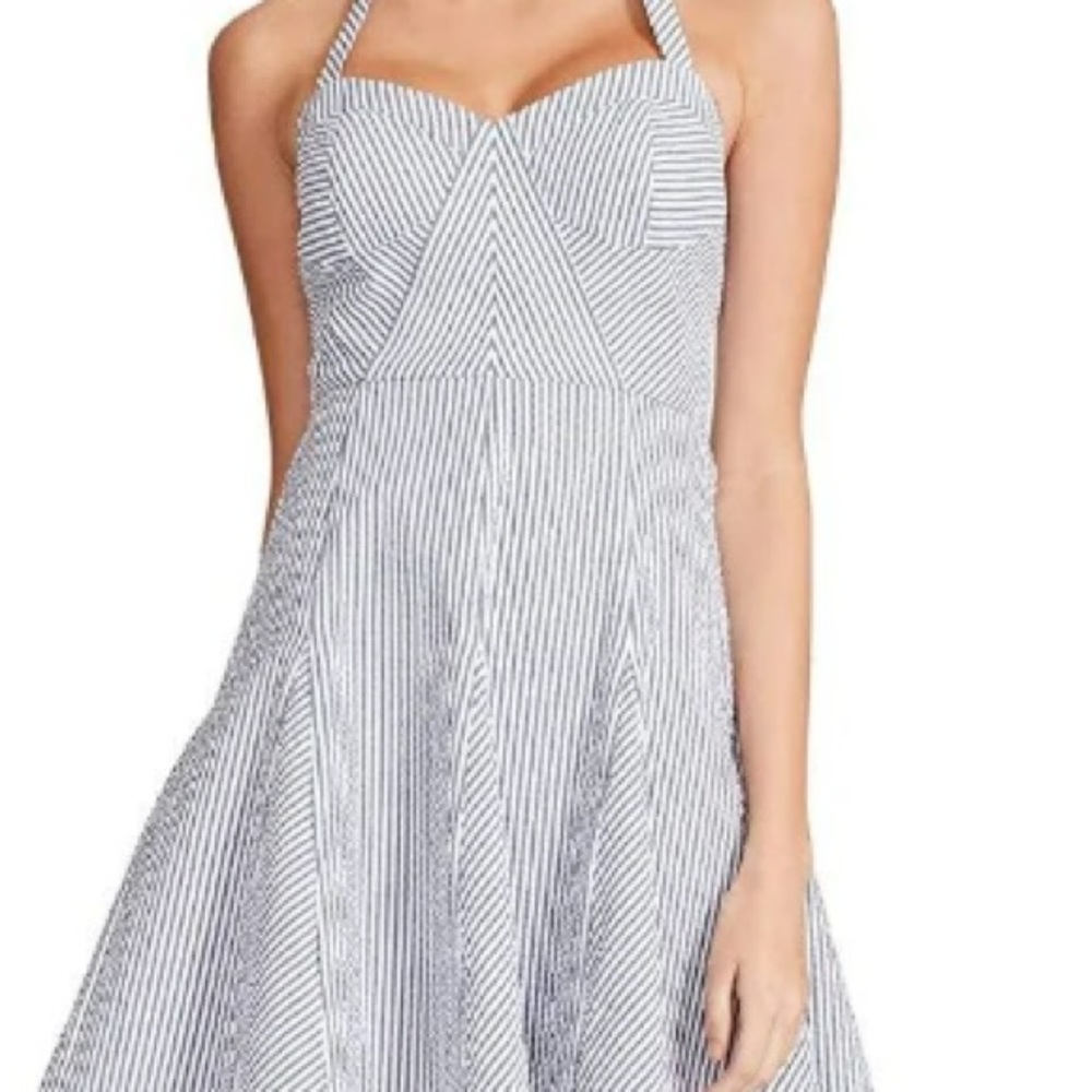 Betsey Johnson Seersucker Sweetheart Dress Blue. Size Medium